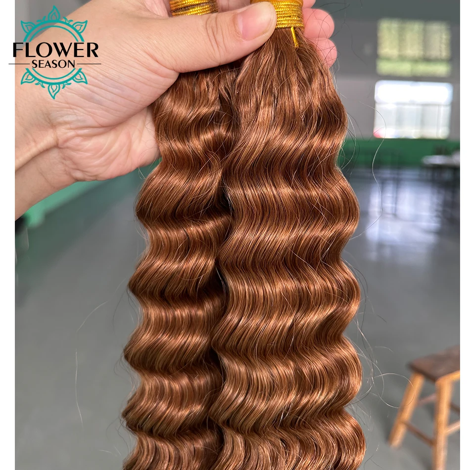 Bulk Human Hair for Braiding #4 #30 Color Blonde Human Hair Bulk No Weft Braids Hair Extensions for Women 1/3/4pcs /lot - الصورة 3