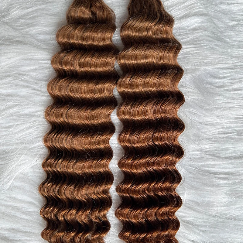 Bulk Human Hair for Braiding #4 #30 Color Blonde Human Hair Bulk No Weft Braids Hair Extensions for Women 1/3/4pcs /lot - الصورة 8