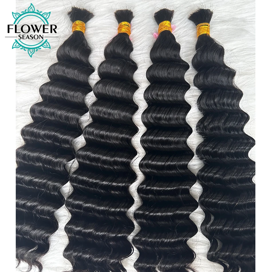 Bulk Human Hair for Braiding #4 #30 Color Blonde Human Hair Bulk No Weft Braids Hair Extensions for Women 1/3/4pcs /lot - الصورة 5