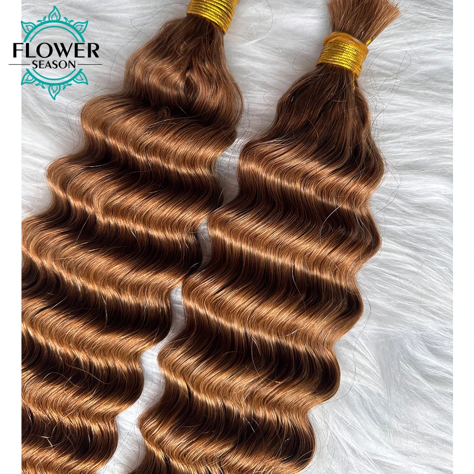 Bulk Human Hair for Braiding #4 #30 Color Blonde Human Hair Bulk No Weft Braids Hair Extensions for Women 1/3/4pcs /lot - الصورة 6